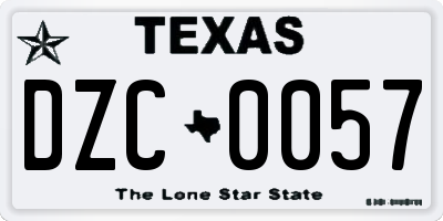 TX license plate DZC0057