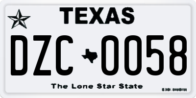 TX license plate DZC0058