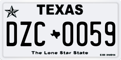TX license plate DZC0059