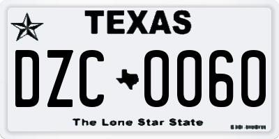 TX license plate DZC0060