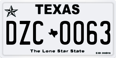 TX license plate DZC0063