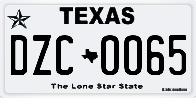 TX license plate DZC0065