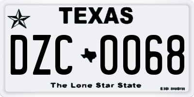 TX license plate DZC0068