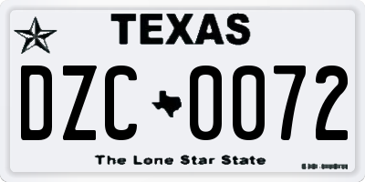 TX license plate DZC0072