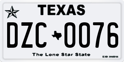TX license plate DZC0076