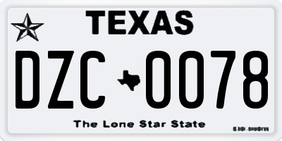 TX license plate DZC0078
