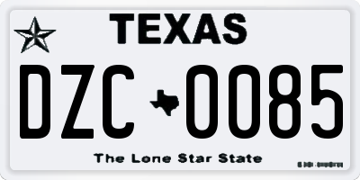 TX license plate DZC0085
