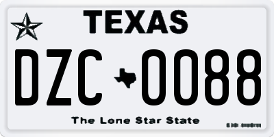 TX license plate DZC0088