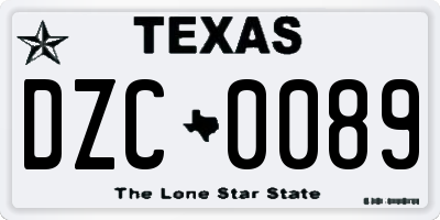 TX license plate DZC0089