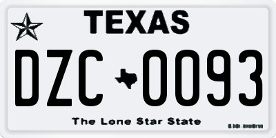 TX license plate DZC0093