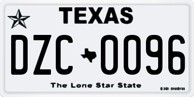 TX license plate DZC0096