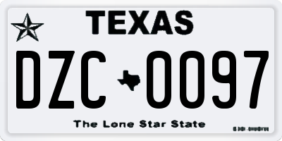 TX license plate DZC0097