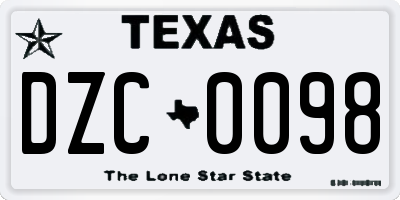 TX license plate DZC0098