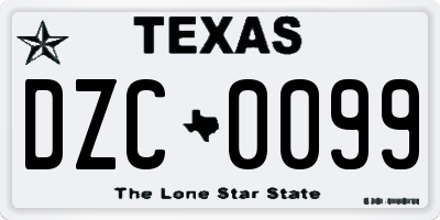 TX license plate DZC0099