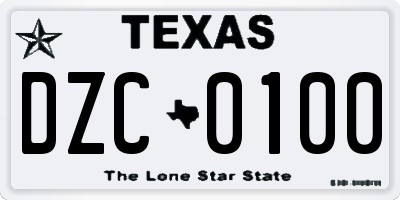 TX license plate DZC0100