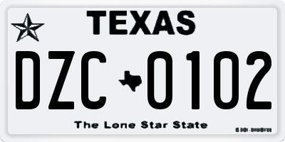 TX license plate DZC0102