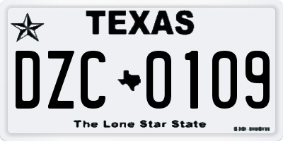 TX license plate DZC0109