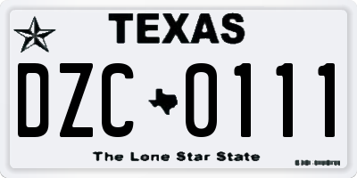 TX license plate DZC0111