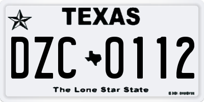 TX license plate DZC0112