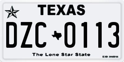 TX license plate DZC0113