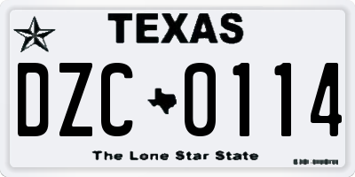 TX license plate DZC0114