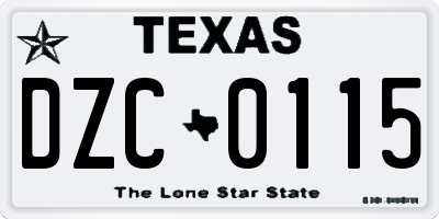 TX license plate DZC0115