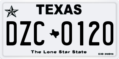 TX license plate DZC0120