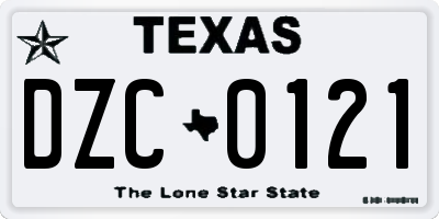 TX license plate DZC0121