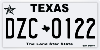 TX license plate DZC0122