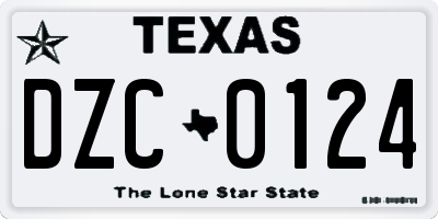 TX license plate DZC0124