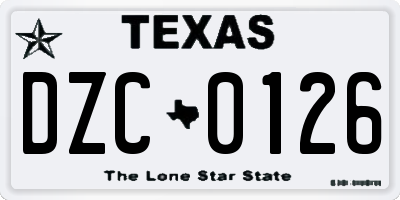 TX license plate DZC0126