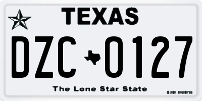 TX license plate DZC0127