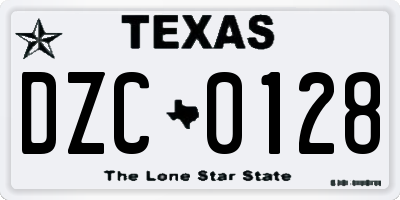 TX license plate DZC0128