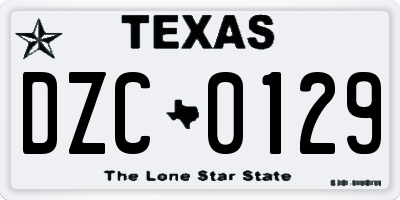 TX license plate DZC0129