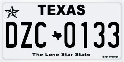 TX license plate DZC0133