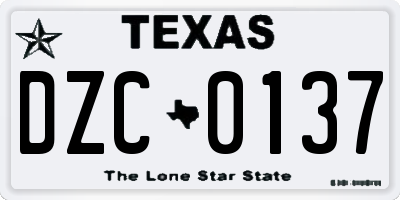 TX license plate DZC0137