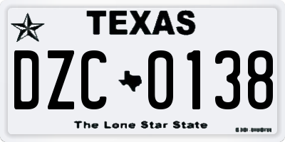 TX license plate DZC0138