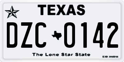TX license plate DZC0142