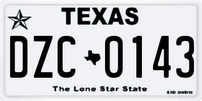 TX license plate DZC0143