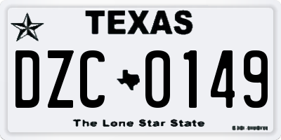 TX license plate DZC0149