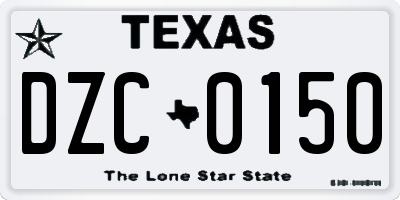 TX license plate DZC0150