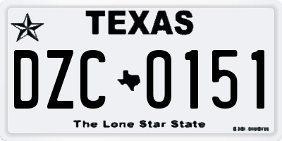 TX license plate DZC0151