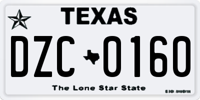 TX license plate DZC0160