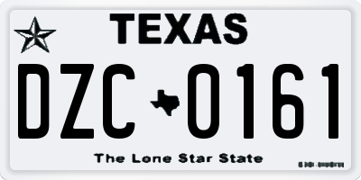 TX license plate DZC0161