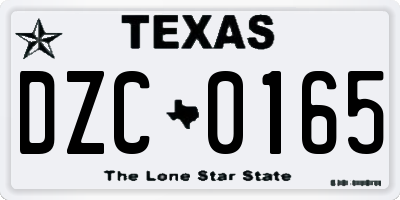 TX license plate DZC0165