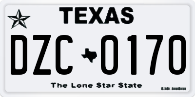 TX license plate DZC0170