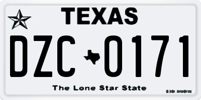 TX license plate DZC0171