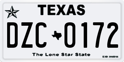 TX license plate DZC0172
