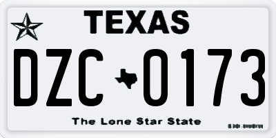 TX license plate DZC0173