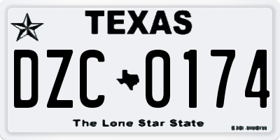 TX license plate DZC0174